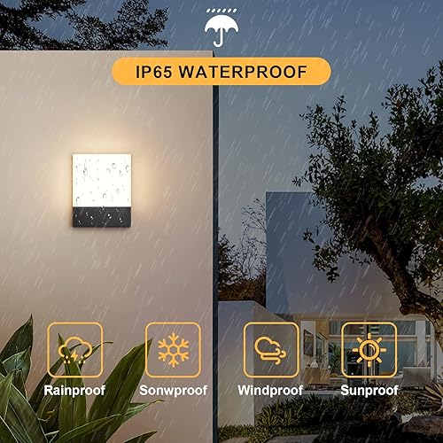 Miniatura 3 de Aoceley Paquete de 2 lámparas LED modernas de pared para exteriores, 24 W 3000 K, luz de pared para porche y patio, luces LED IP65, aplique de pared