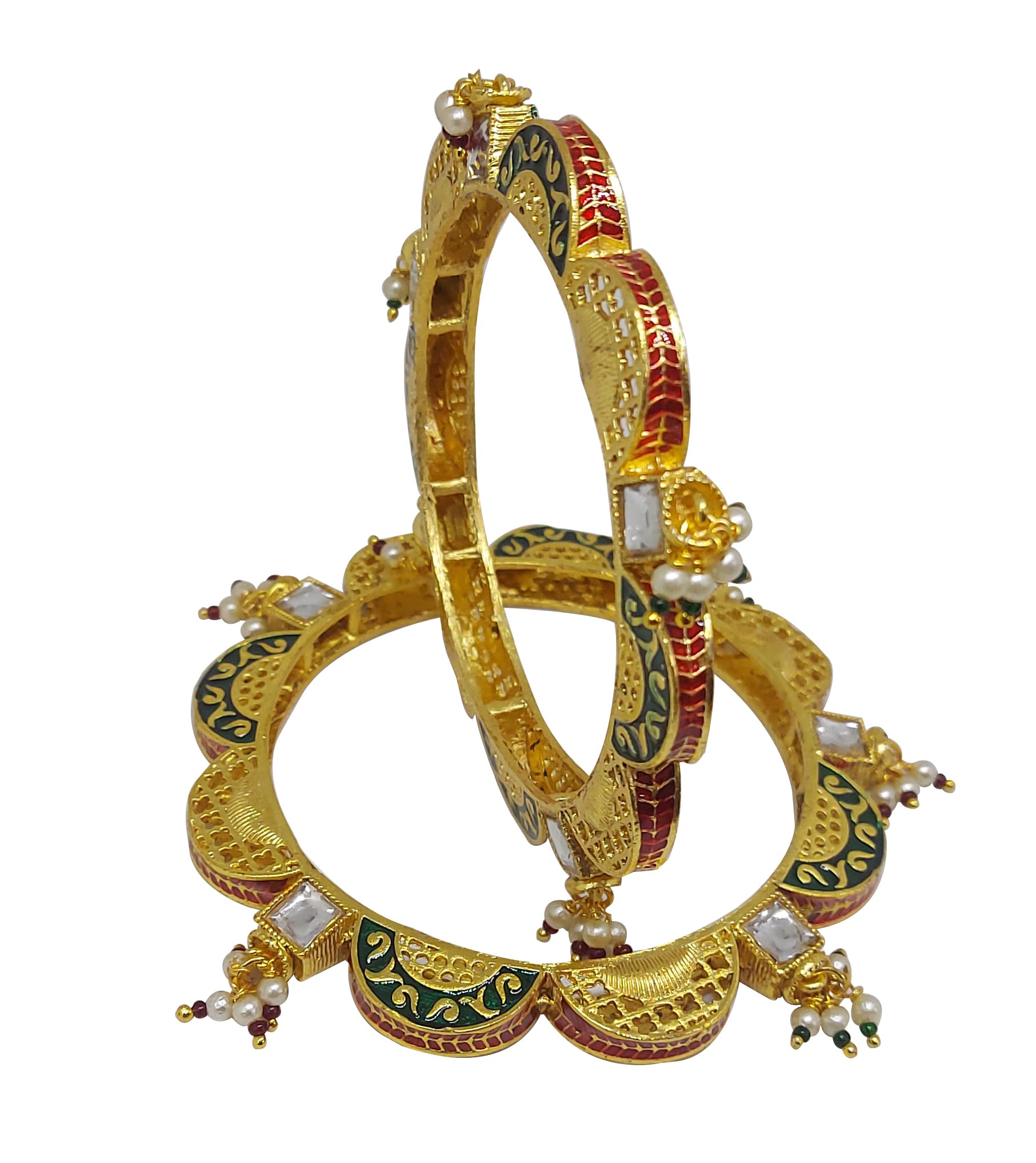 CHRISHAN Gold Plated Designer Ethnic Kundan Kada Bangle Set For Women And Girls. (Gold, 2.4) (Modern, 2.4) (B0CYWX5N1G) Amazon Price History, Amazon Price Tracker