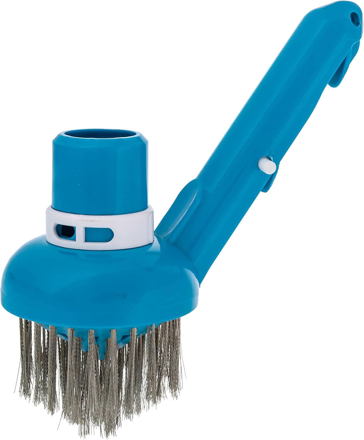 U.S. Pool Supply Corner Vacuum Head Brush with Stainless Steel Bristles, Adjustable Suction Ring – Scrub Remove Calcium Buildup, Rust Stains on Concrete Swimming – Sweep Debris Corners, Steps, Walls