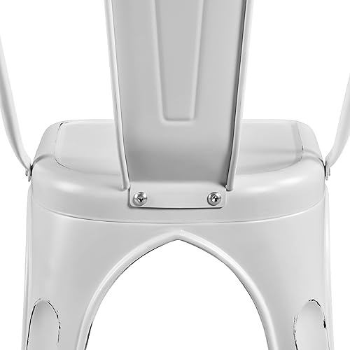 Miniatura 7 de Yaheetech Juego de 4 sillas de comedor de metal, sillas de patio apilables con marco de metal y respaldo para