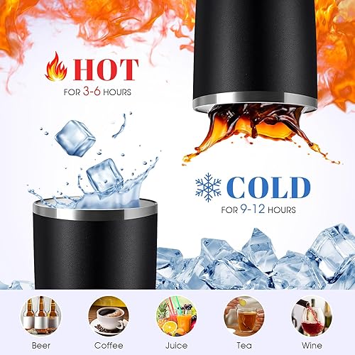 Miniatura 5 de Paquete de 25 vasos de acero inoxidable a granel de 20 onzas, vasos de viaje con aislamiento al vacío de doble pared, vasos duraderos con tapa y