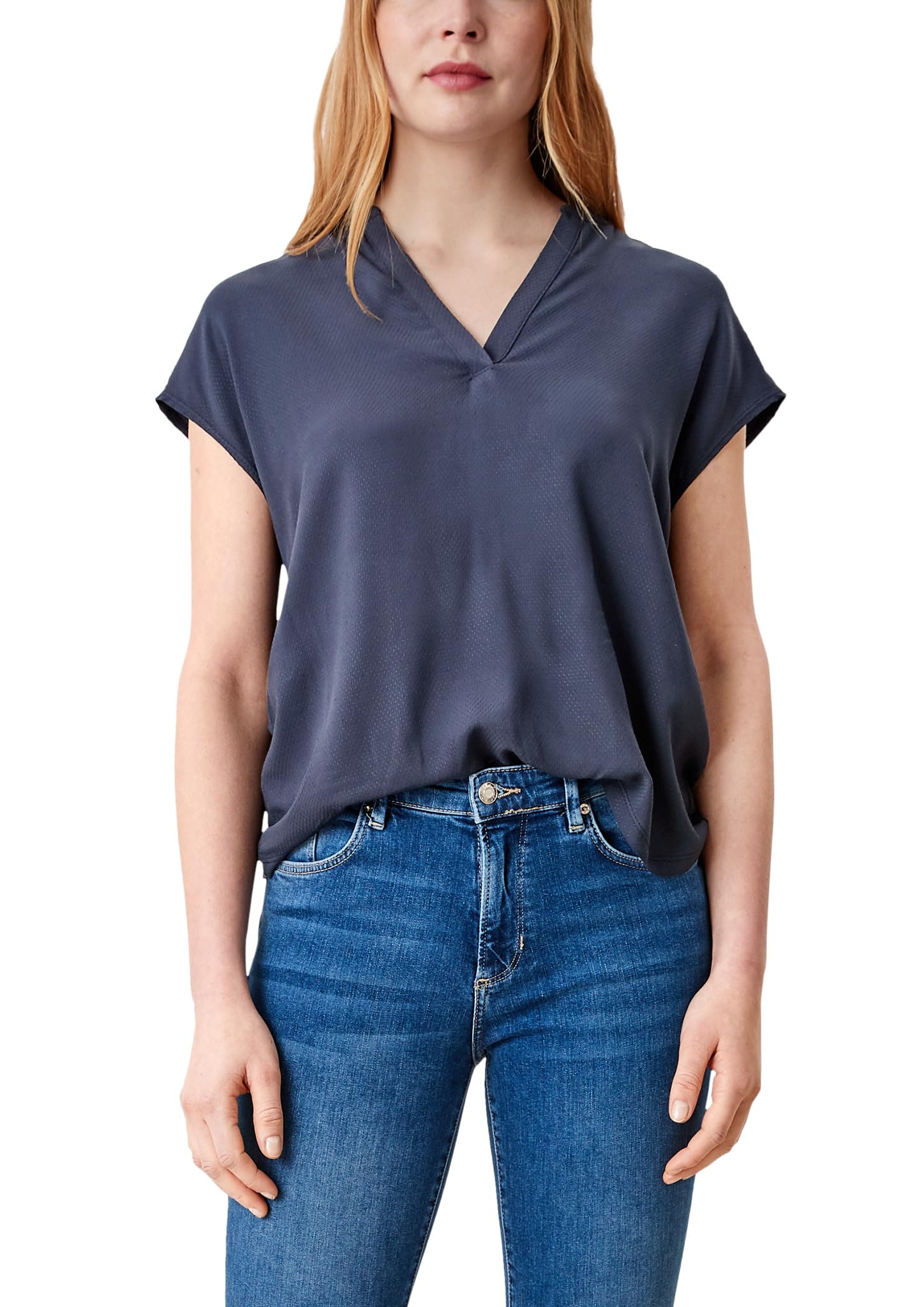 s.Oliver Viscose Shirt in Material Mix, 5959 Blue, S