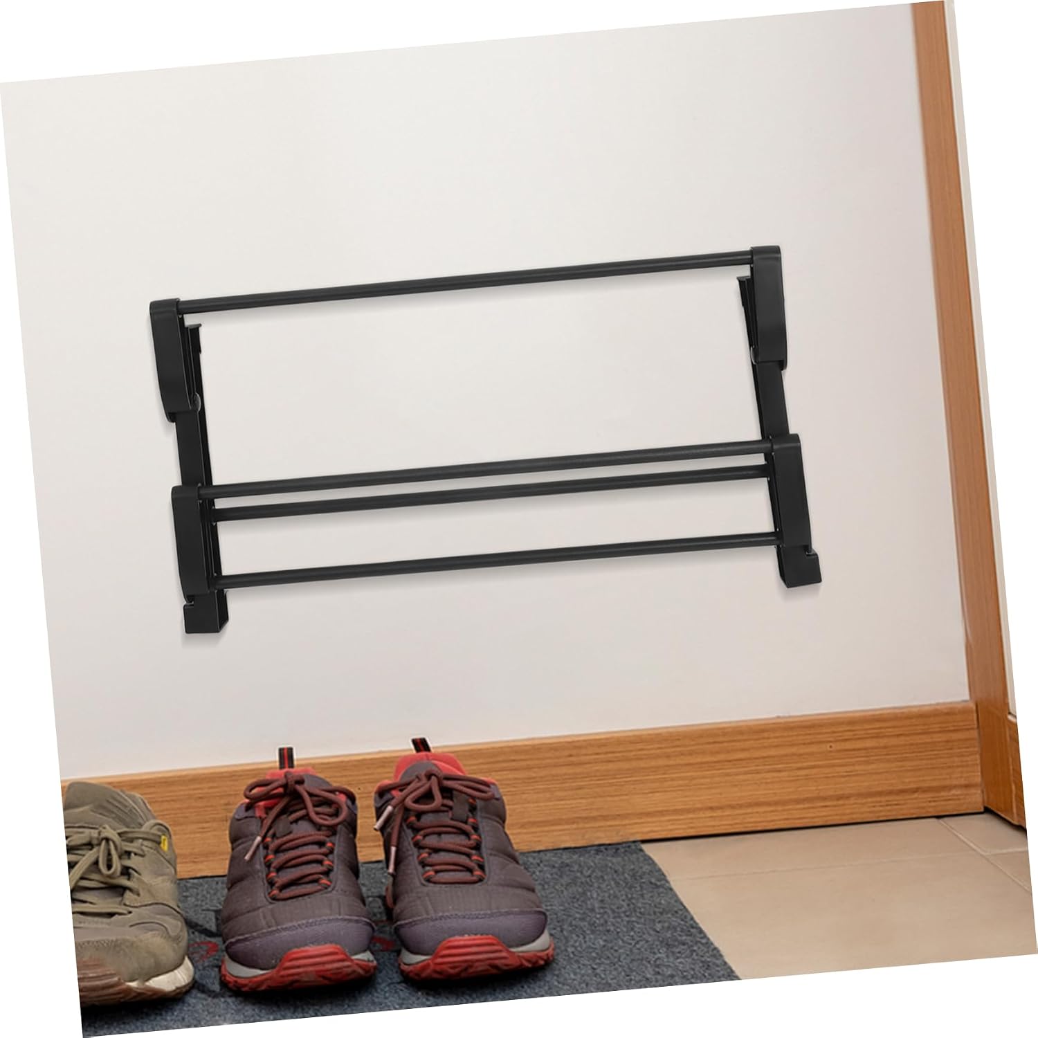 Foldable Wall Mounted Shoe Rack Space Saving Entryway Shoe Storage with No Drill Self Adhesive Design and Rack for Narrow Spaces