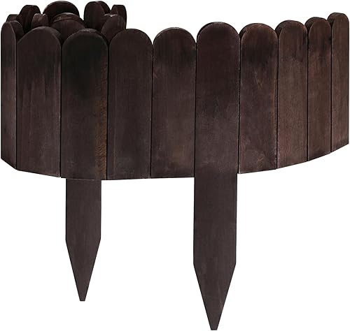 JULMAI Valla de madera corta para jardín, borde decorativo de madera para exteriores, borde flexible para bordes de cama de flores, valla de piquete