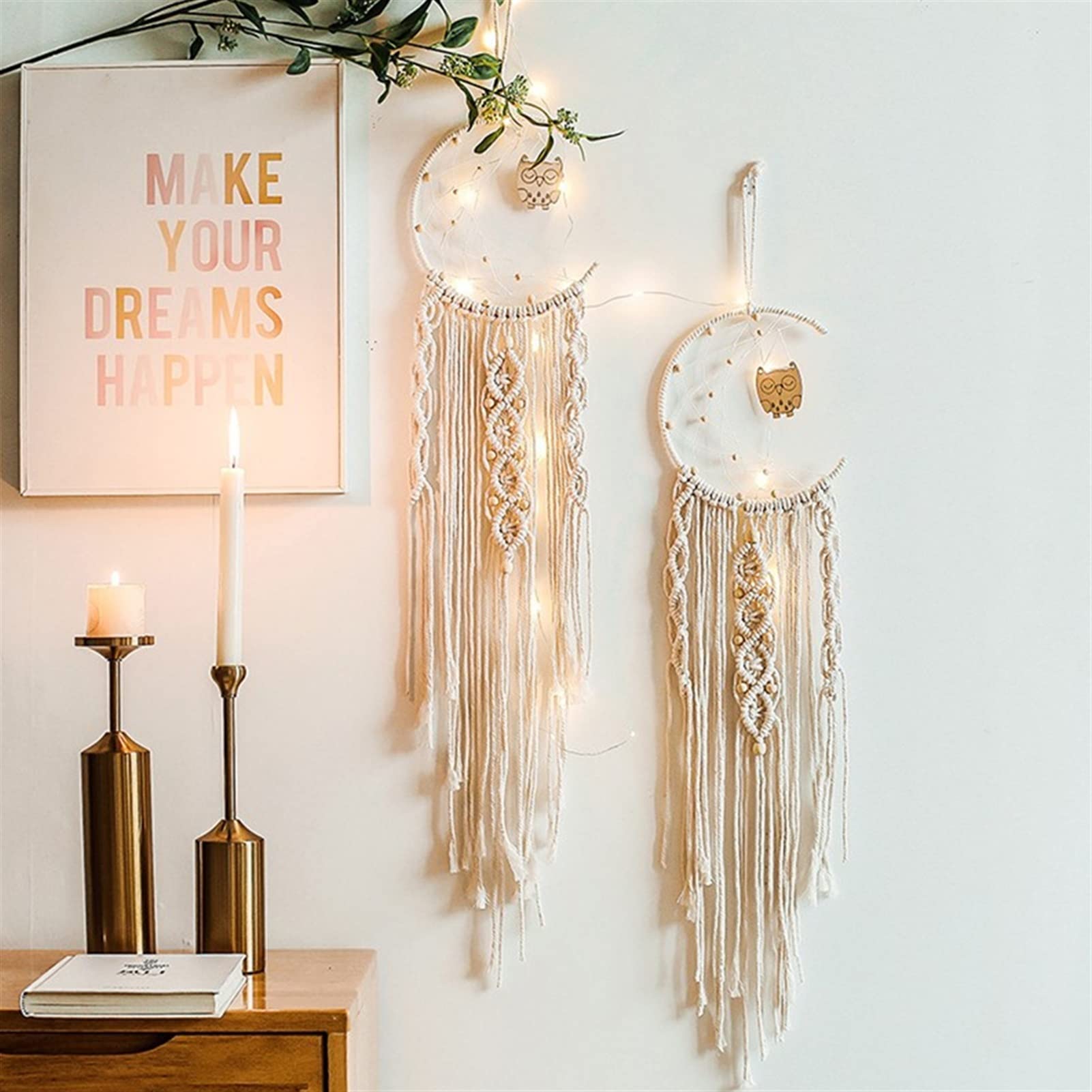 DUNSBY Kit de Macramé 113pcs Cordon Macrame Cordon Naturel Coton Tapisserie tricotée à la Main Kit de matériau avec Anneau en métal DIY Dreamcatcher Thread Home décorer Kit Macramé