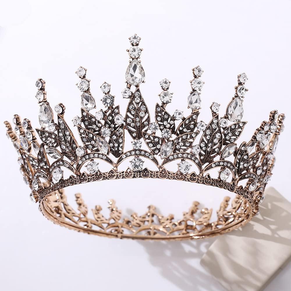 Hecho a Mano Fiesta de Boda Retro Crown Crynestone Crystal Tiaras Redondas Tiaras Diadema de Novia Accesorios for el Cabello de la Boda de la Boda Diadema de Boda (Metal Color : Purple)