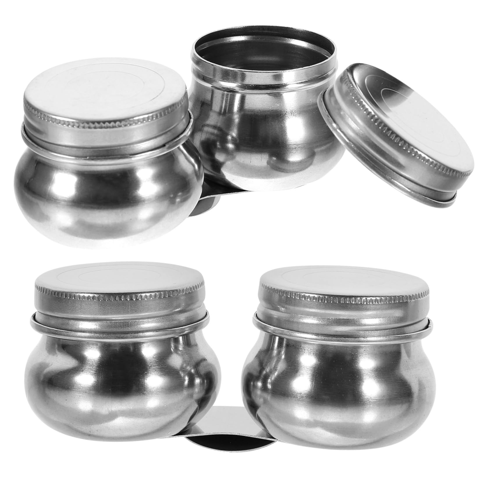 KONTONTY Professional Oil Palette Cup Set 2pcs Metal Palette Cups Lid for Dipper Oil Painting