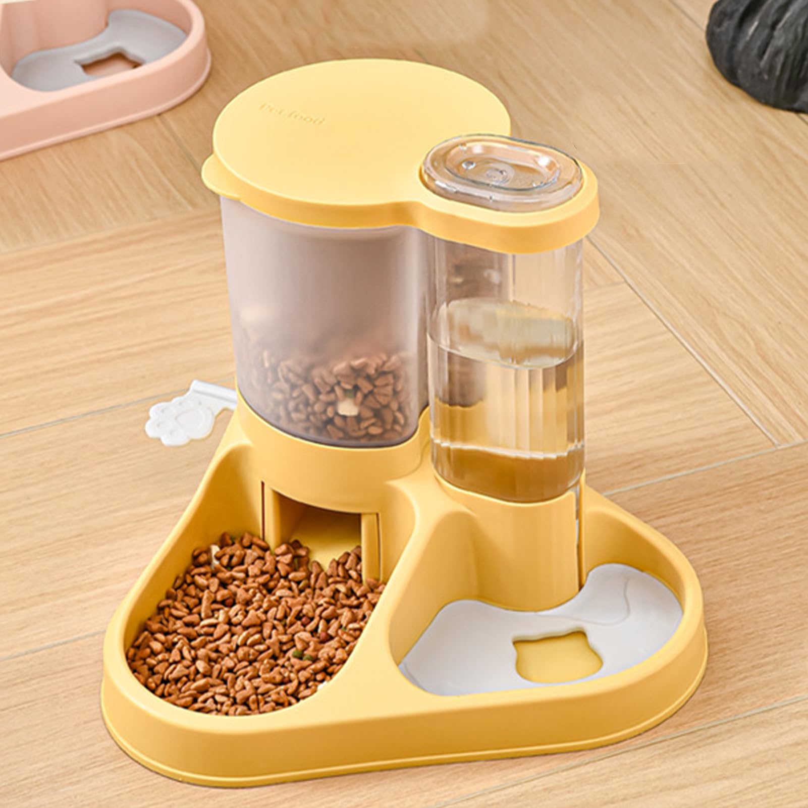 Comedero y Bebedero automático para Perros, dispensador de alimento y Agua para Mascotas de Gran Capacidad, diseño Transparente con Base Antideslizante para Perros, Gatos y