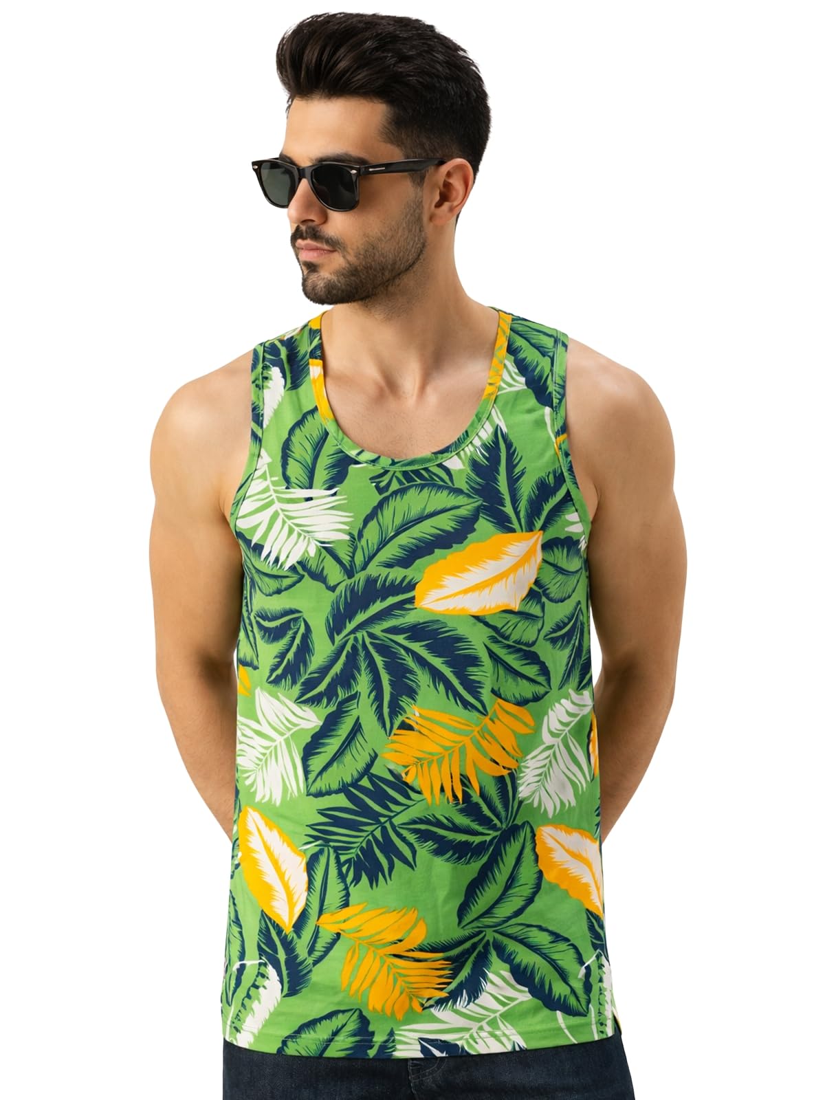 Men's Sleeveless Regular Fit Tshirt, All Over Printed Vest for Men, Cotton Sando for Beach Wear, Gym, Cycling, Running, & Other Sports (Available in Different Pattern)
