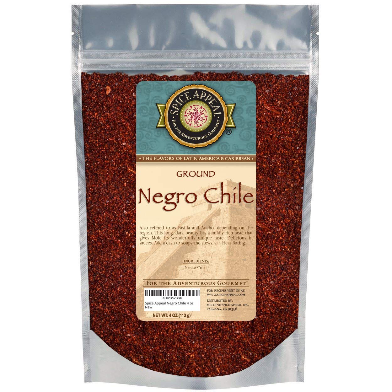 Spice Appeal Negro Chile in resealable stay fresh pouch 4 oz