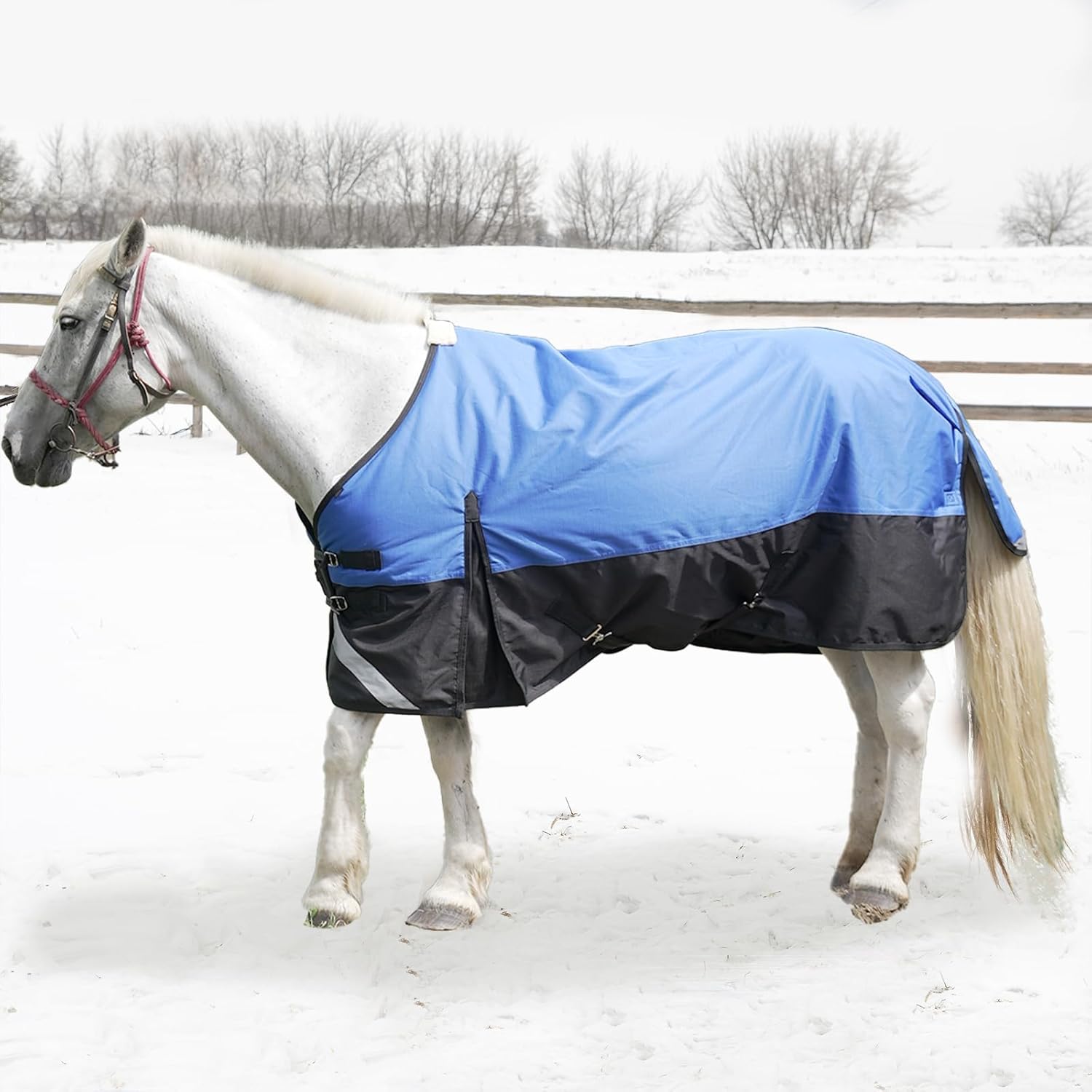 DoCred 1200D Horse Winter Blanket-72 Inch, Waterproof Horse Turnout Blanket w/220g Filling, Heavy Horses Rain Sheet