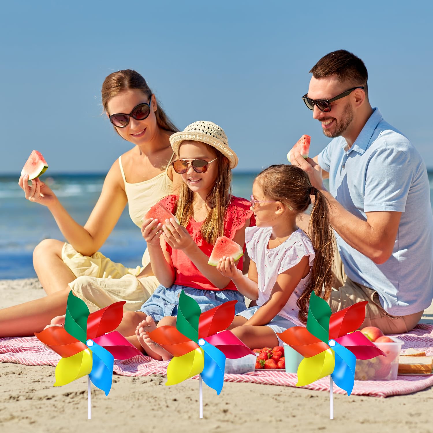 HAICN 24Pcs Plastic Rainbow Pinwheel 6 Leaves Pinwheels Colorful Wind Spinners Lawn Garden DIY Windmill for Fun Carnival Party Decor Children Toys - Image 4
