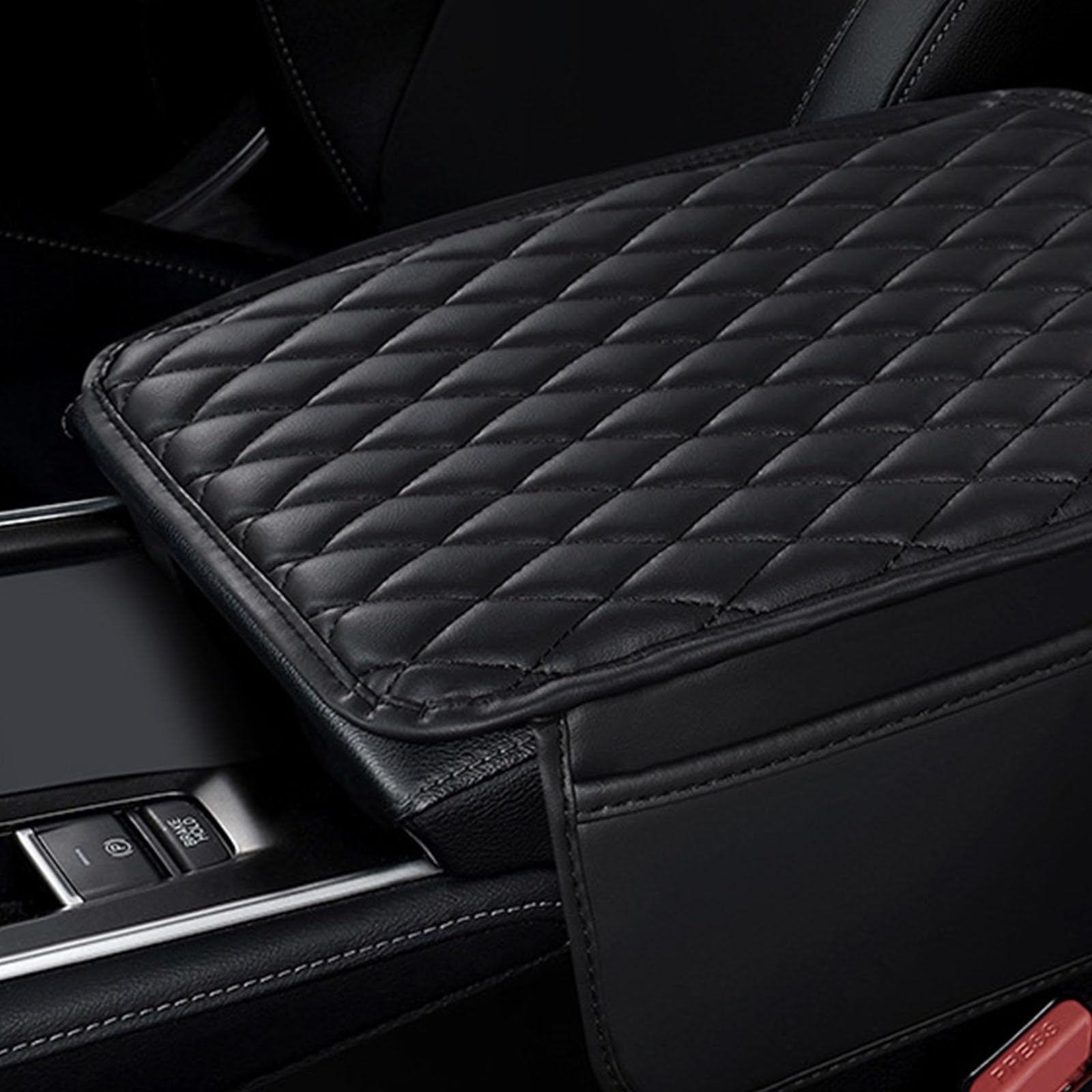 Housse D'accoudoir Pour Voiture - Cuir Avec Mousse Mémoire, Poches De Rangement - Universelle, Fixation élastique