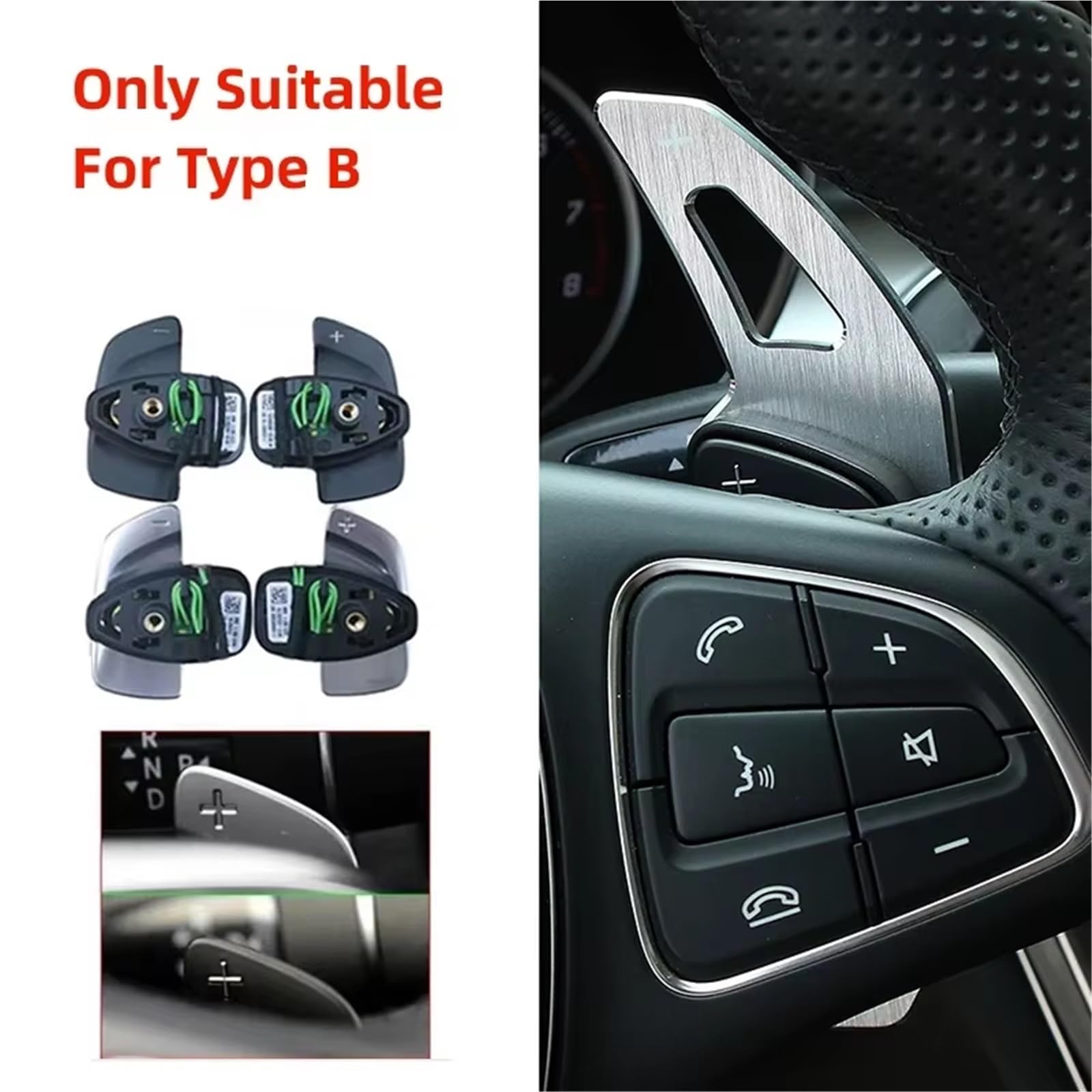 Estensione Leva Paddle Compatibile Con Benz Per GLC W X253 GLC300 GLC350 2016-2022 Per GLA X156 GLA250 2017 2018 2019 2020 2021 2022 Estensione Del Cambio Al Volante(Silver)