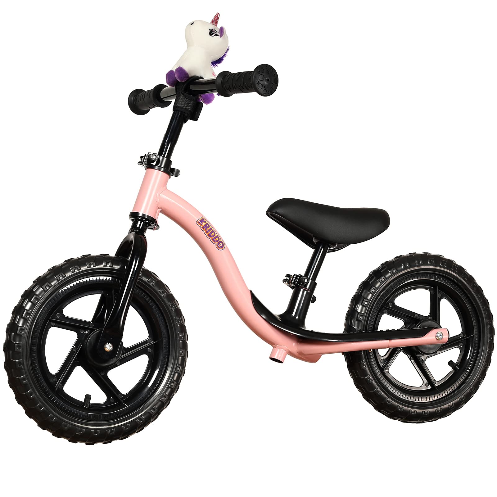 KRIDDO Kinder Laufrad ab 2 Jahre, Lauflernrad ab 18 Monaten bis 5 Jahren, interaktives Balance-Fahrrad mit Fußstütze und Lenker, Geschenk für Jungen und Mädchen zum Geburtstag, Baby Spielzeug, Rosa
