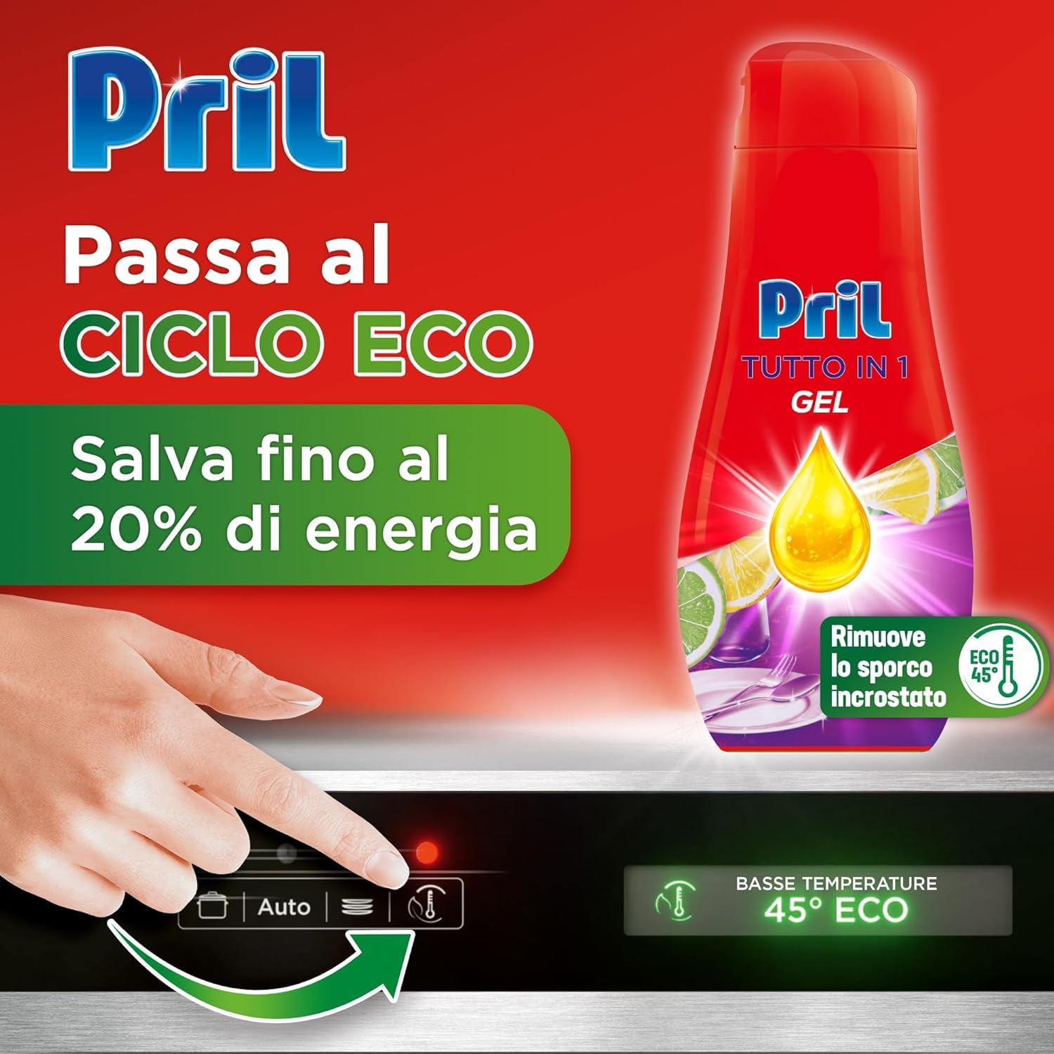 Gel Lavastoviglie All in One al Limone e Lime – Detersivo Liquido Multi-Azione – Azione Brillantante, Anticalcare e Sgrassante – 35 Lavaggi – Variazioni 4/6/8/10 Pezzi (6)