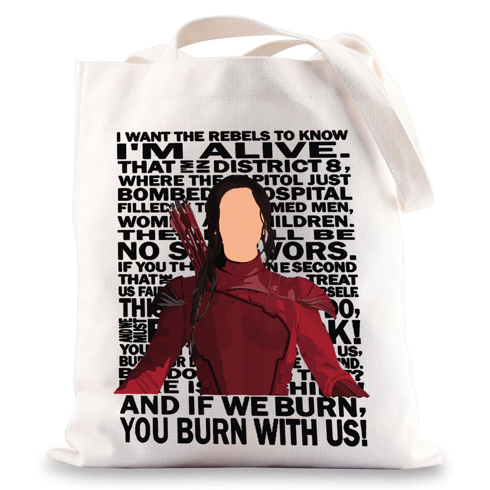 JNIAP Katniss Fans Tote Bag Hunger Movie Inspired Gifts District 12 Gifts Katniss Quote Shoulder Bag