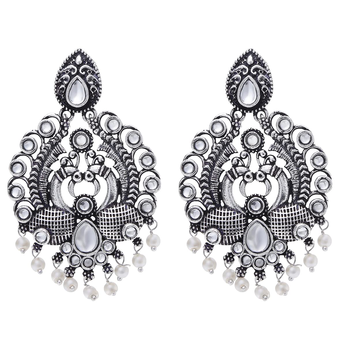 Amazon Brand - Myx Yellow Chimes For Myx Earrings For Women Afghani Tribal Oxidised Peacock Designed Pearl Hanging Drop Earrings For Women And Girls (B0BD8CMYRP) Amazon Price History, Amazon Price Tracker