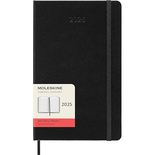 Moleskine Classic 12 Month 2025 Daily Planner, Hard Cover, Large (5" x 8.25"), Black, 400 pages