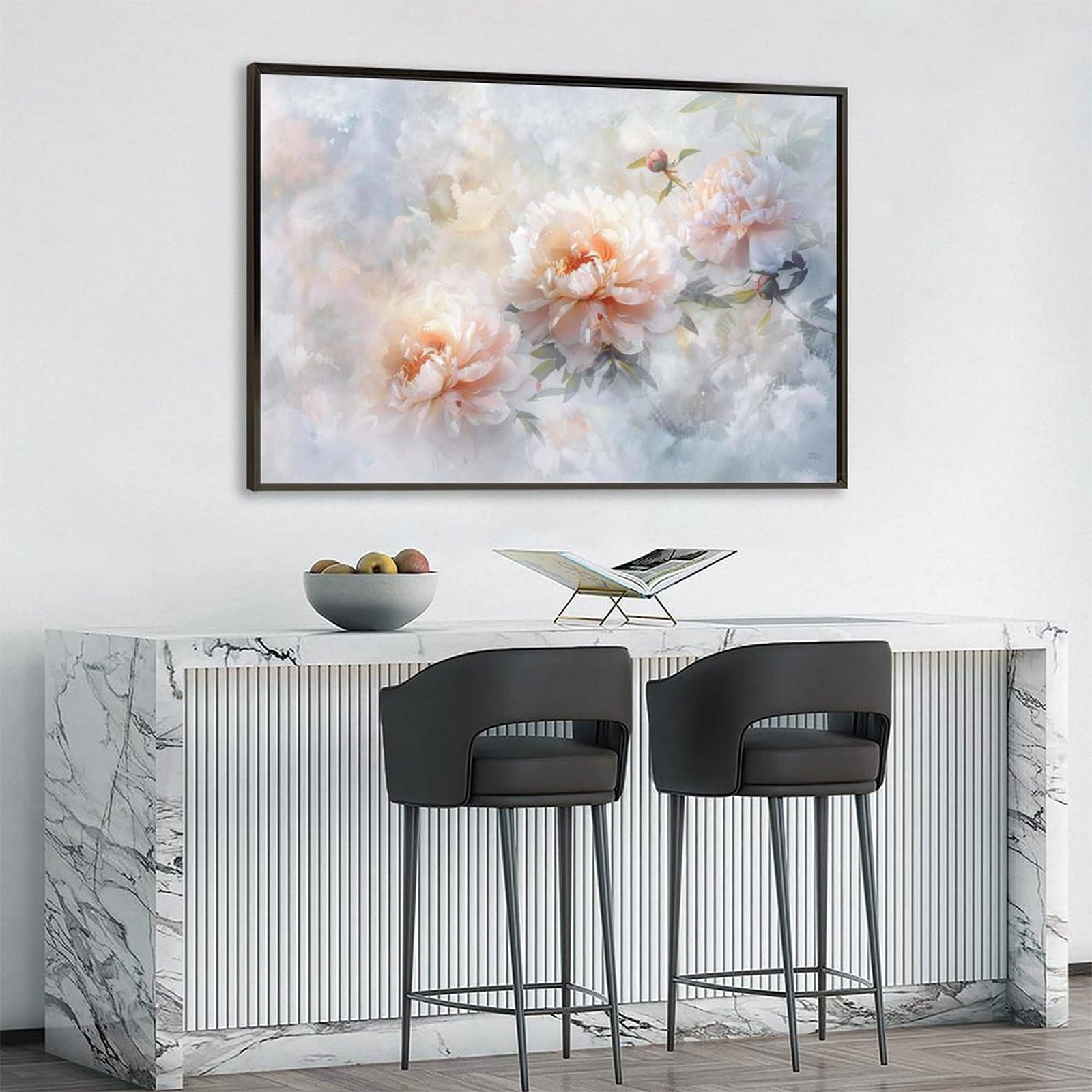 Amazon.co.jp: 絵画 柔らかな牡丹の花の絵 アートパネル