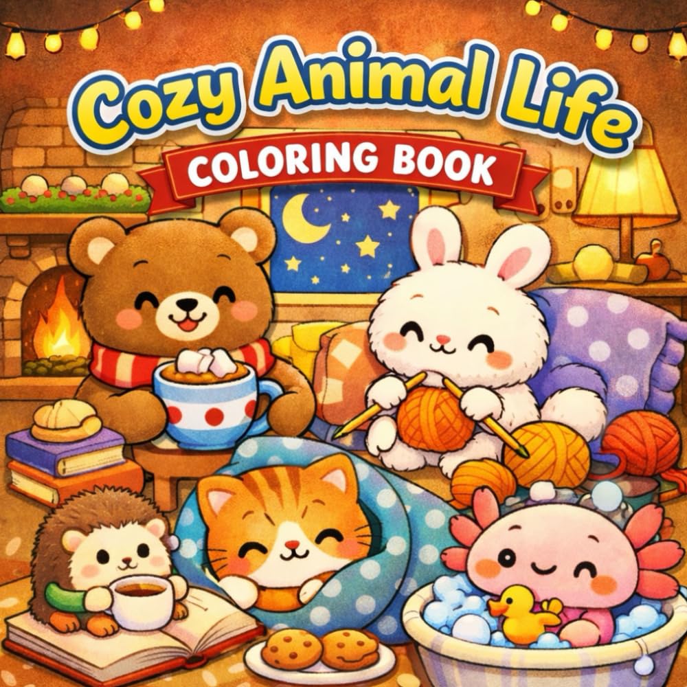 Cozy Animal Life Coloring Book: Adorable Cozy Animal Moments Featuring Warm Home Scenes, Cute Companions & Bold Easy Relaxing Coloring Pages