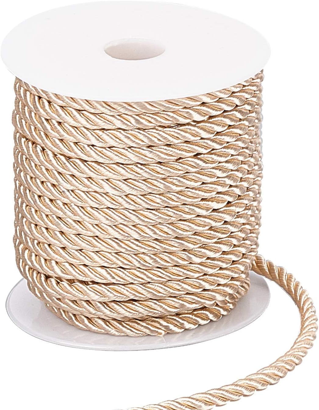 PH PandaHall 59ft 5mm Twisted Cord Trim, 3-Ply Polyester Cord Shiny Viscose Cording Decorative Twine Cord Rope String for Curtain Tieback Gift Bags Rope Handles Handbags Handles and DIY Craft Making