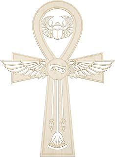 Fourth Level MFG 12" Ankh, Sacred Geometry Wood Wall Art, Ancient Egyptian Hanging Home Decor, Eternal Symbol, Key of Life Sculpture, Good Spiritual Energy