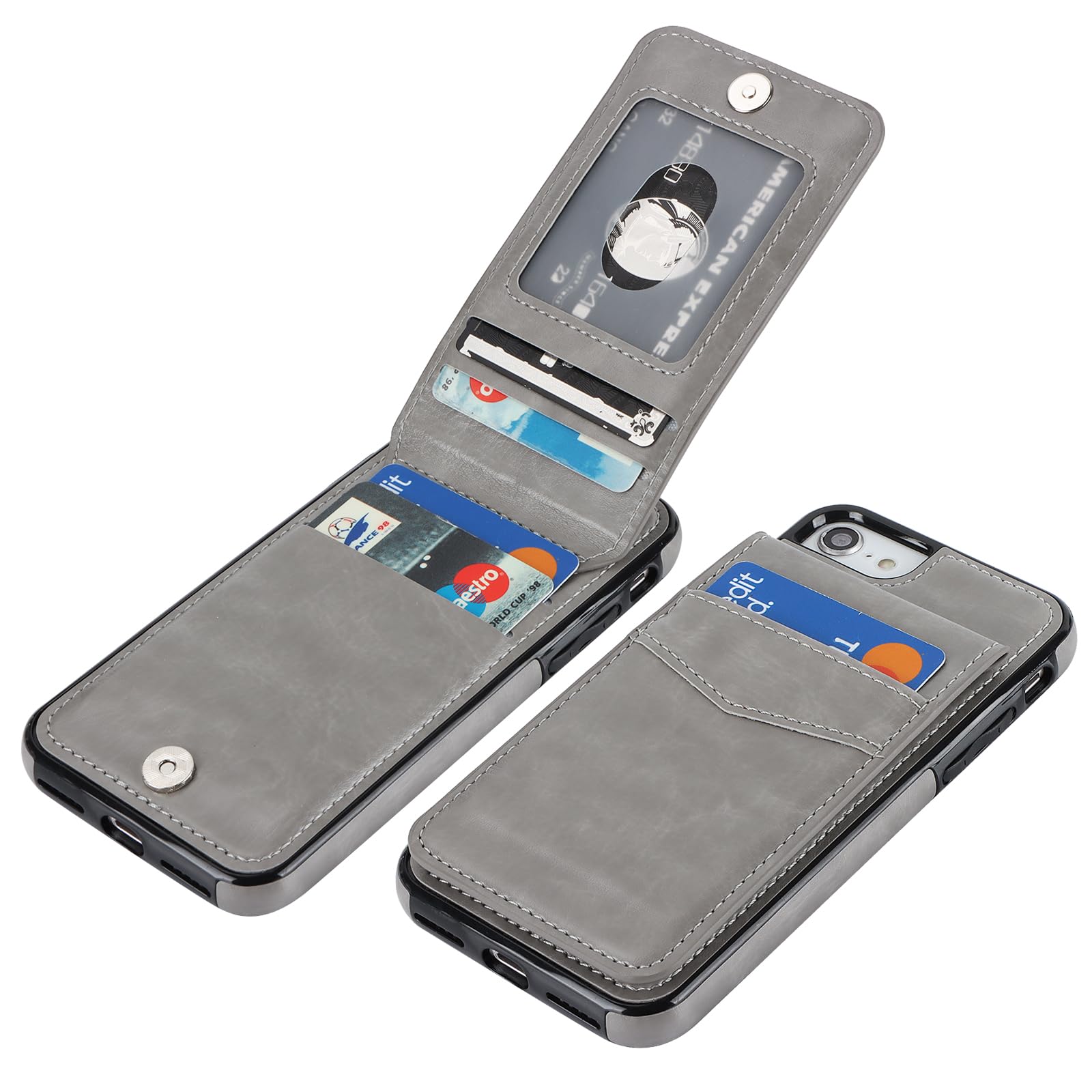 KIHUWEY for iPhone SE iPhone 7/8 Case Wallet with Credit Card Holder, Premium Leather Magnetic Clasp Kickstand Heavy Duty Protective Cover for iPhone