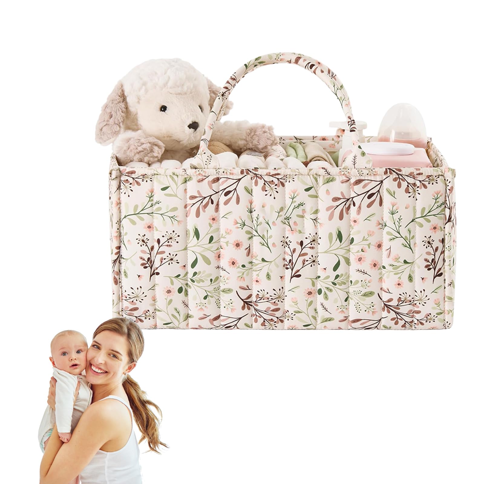 Large Capacity Nappy Caddy Organizer - Multi Functional Nursery Storage Baskets, Beautiful Practical Baby Caddy Organizer, Convenient to Carry Baby Baskets, Worry Free Choice for Taking Children Out