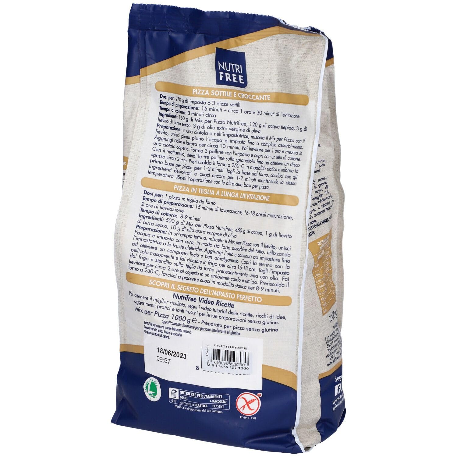 Italian Gourmet Mix per Pizza Farina senza Glutine Backmischung 6 x 1kg | Privo di lattosio e proteine del latte, glutenfrei für hausgemachte Teige und, Gesamtnettogewicht 6 kg + Kostenlos Polpa 400g