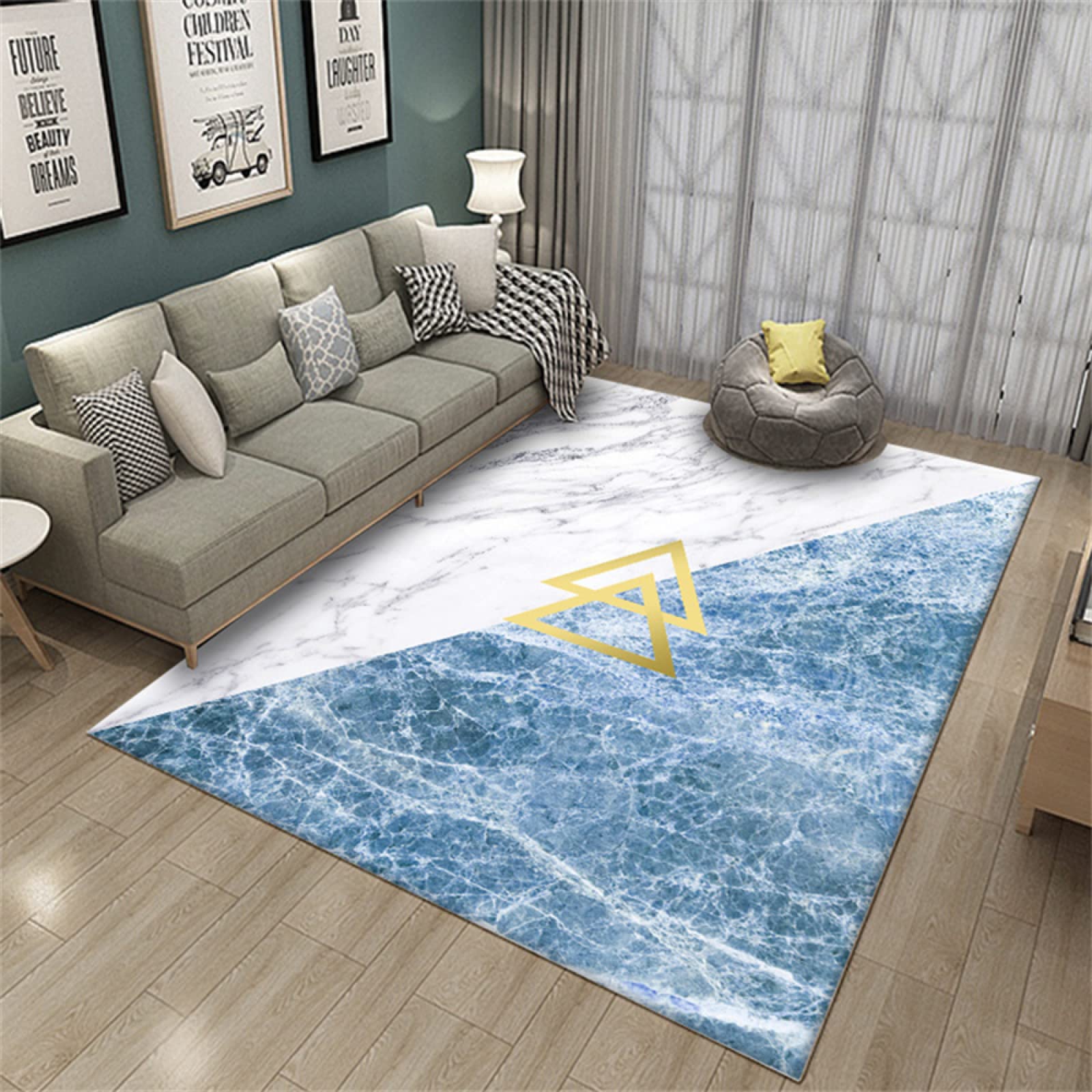 Tapis de sol bébé bleu 80x160cm idéal pour terrasse et salon moderne