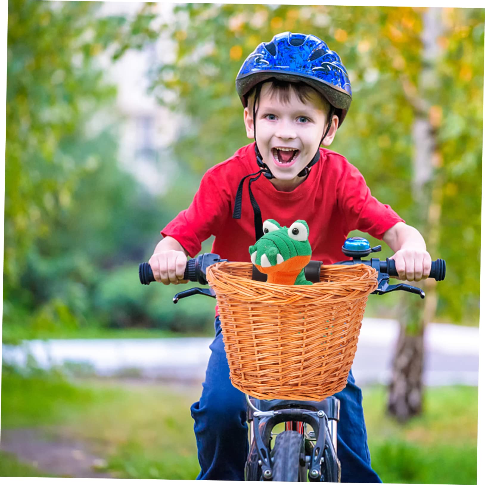 TOYANDONA Cesta de Bicicleta para Niños Desmontable Hecha a Mano de Mimbre