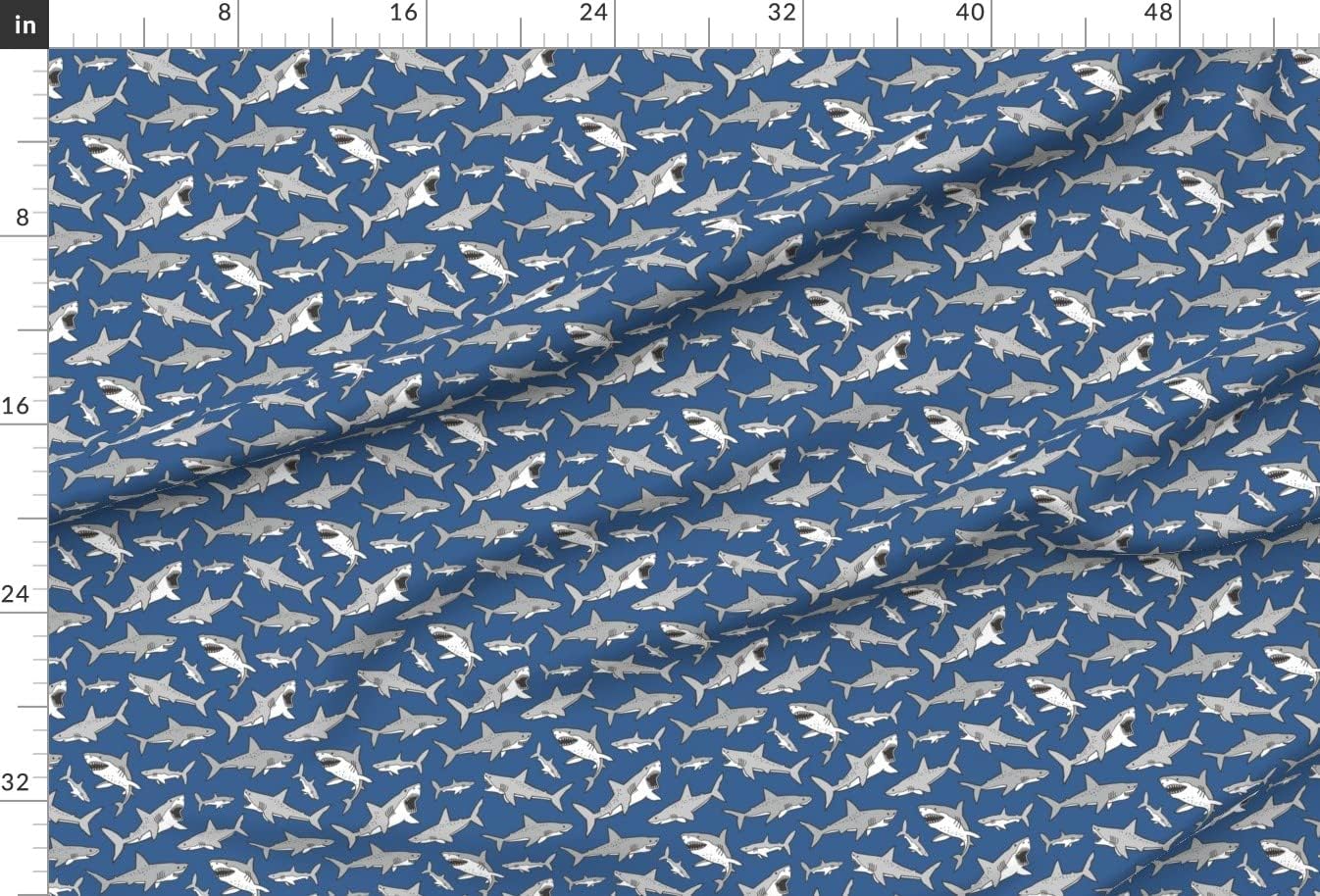 Spoonflower Fabric - Sharks Shark Gray Navy Blue Nautical Ocean Sea Life Fish Printed on Minky Fabric by The Yard - Sewing Baby Blankets Quilt Backing Plush