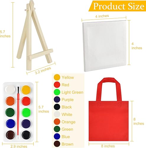 Miniatura 3 de 12 juegos de pintura de acuarela, suministros para fiestas, mini lienzo de pintura y caballete con mini juegos de pintura de acuarela de 4 x 4