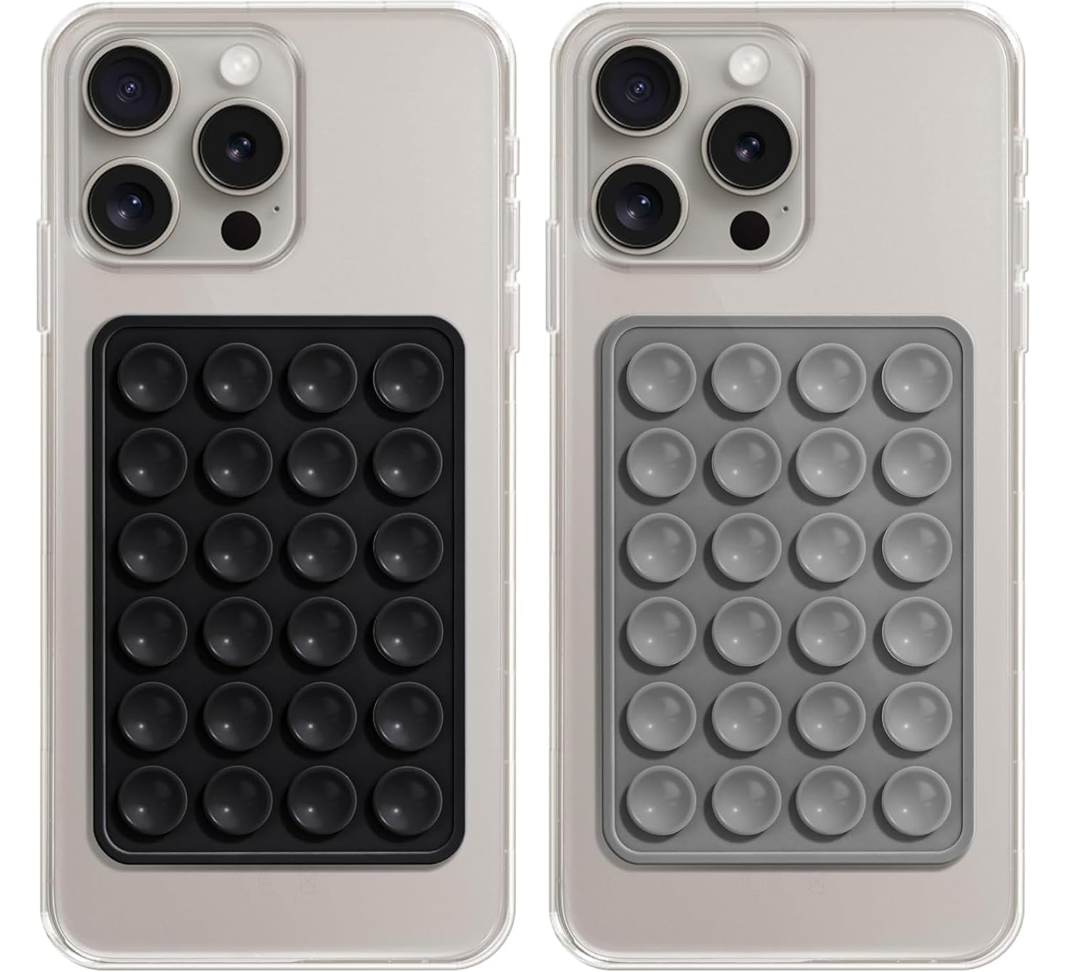 DPJ® Suction Phone Case Grip for Mobile Phone, Silicone Adhesive Sticker 24 Cup Strong Gripper Compatible with Mirror,Marble,Glass [Chipku] [Pack of 2] (Black+Grey)-image-34