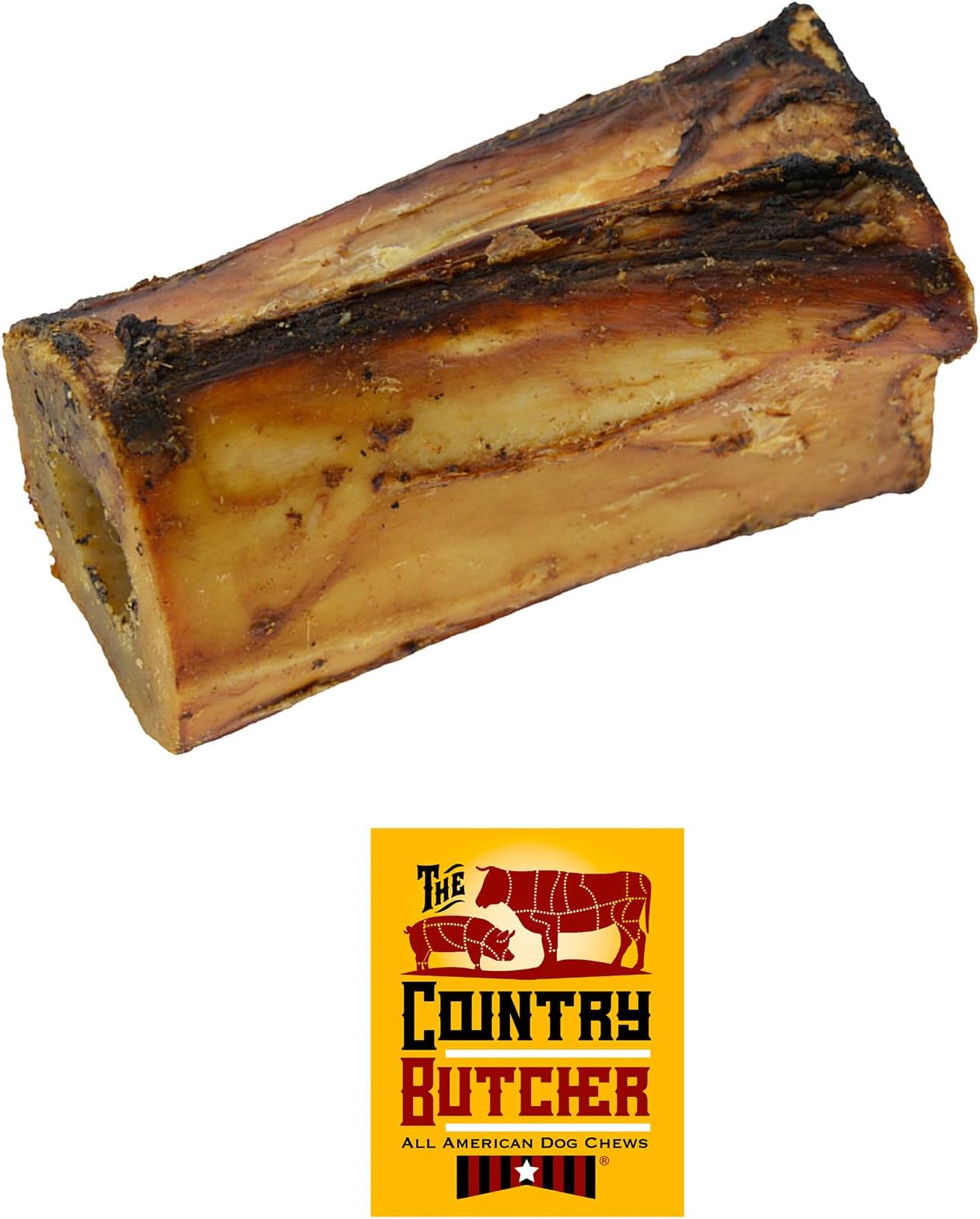 4" Beef Marrow Dog Bones for Aggressive Chewers, Medium Breed Dog Treat, with Collagen, Natural, Tough, Chew Toy, Made in the USA, 6 Count