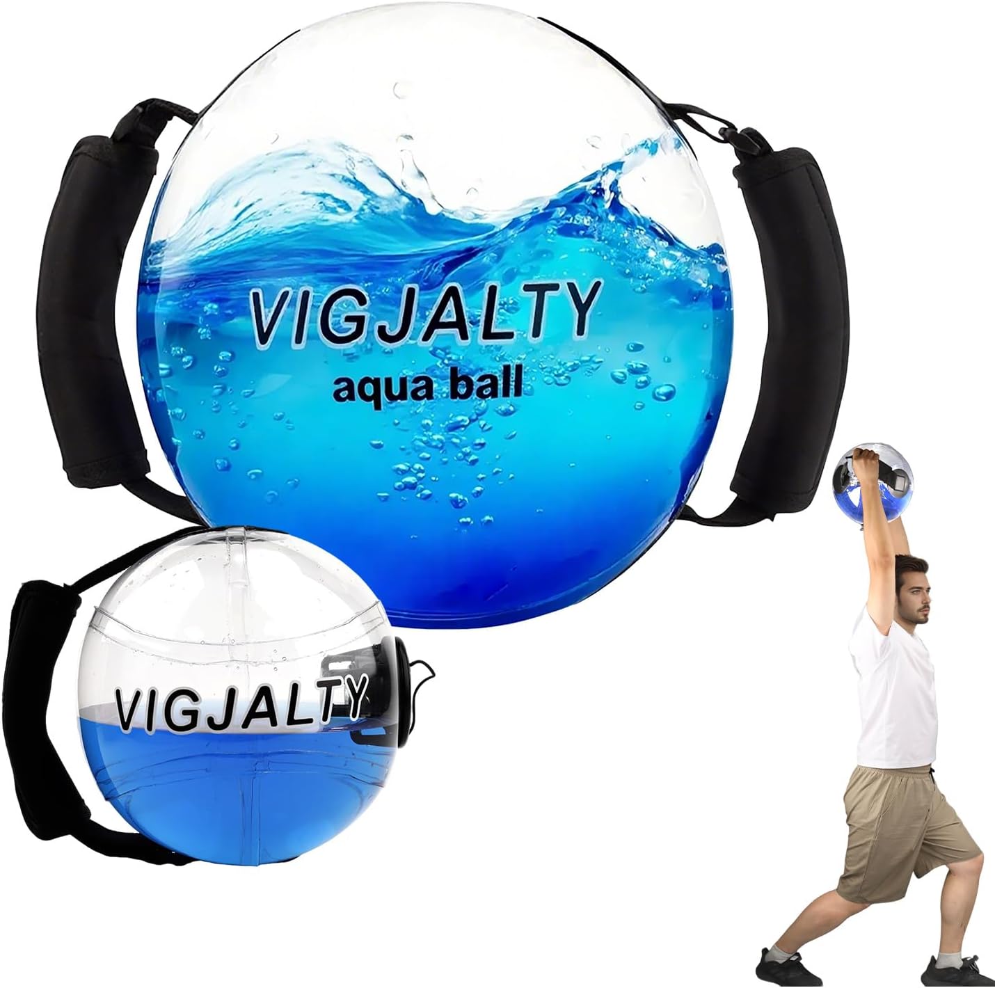 Small & Large Aqua Ball Bundle | Unpredictable Resistance for Engaging Stabilizer Muscles | Portable Workout Equipment for Home, Travel, Athletes & Beginners