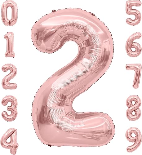Miniatura 43 de Globo de números de 40 pulgadas, globos de números plateados, globo de número 2, globos de aluminio grandes de cumpleaños, fiesta de cumpleaños