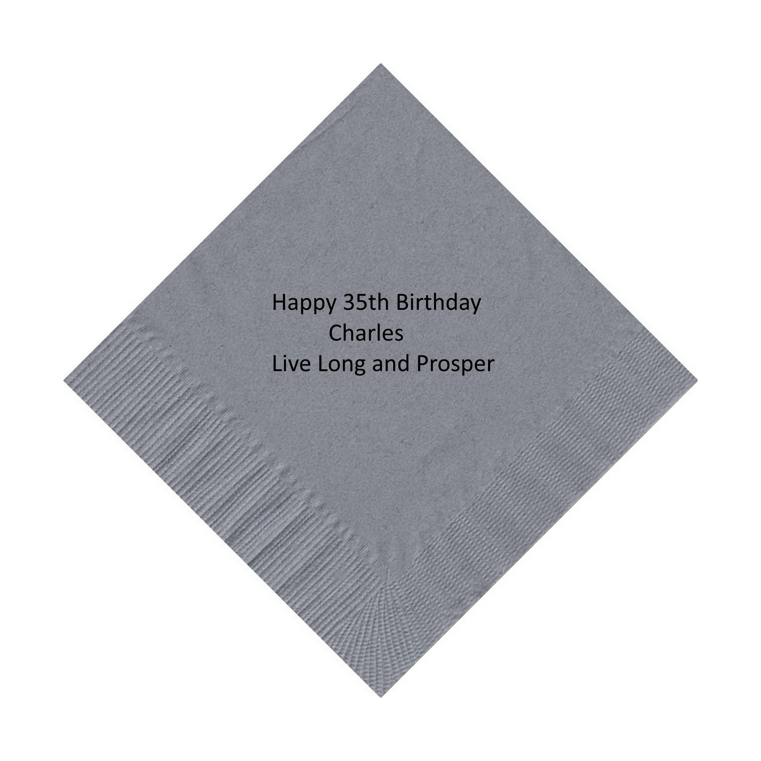 100 2-Ply Cocktail Personalized Napkins with 3 lines of print