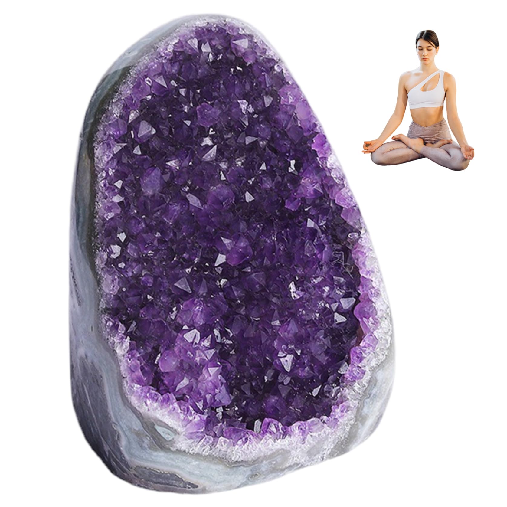 Imagen de catálogo asociada a Piedra de amatista, roca de cristal de amatista, geoda natural de 300 a 400 g, cristales de ene