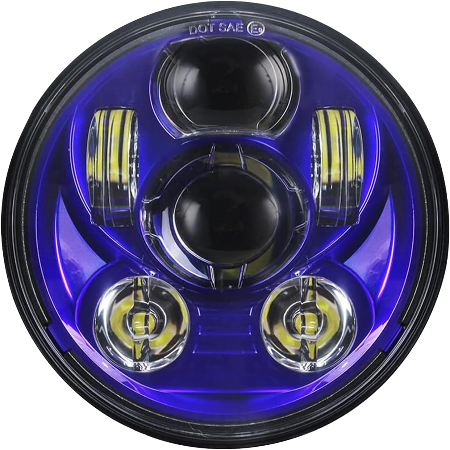 5-3/4 5.75" LED Motorcycle for Iron 883 Dyna Sportster Low Rider Triple Wide Glide Projector Driving Lamp 1 pcs (Blue)