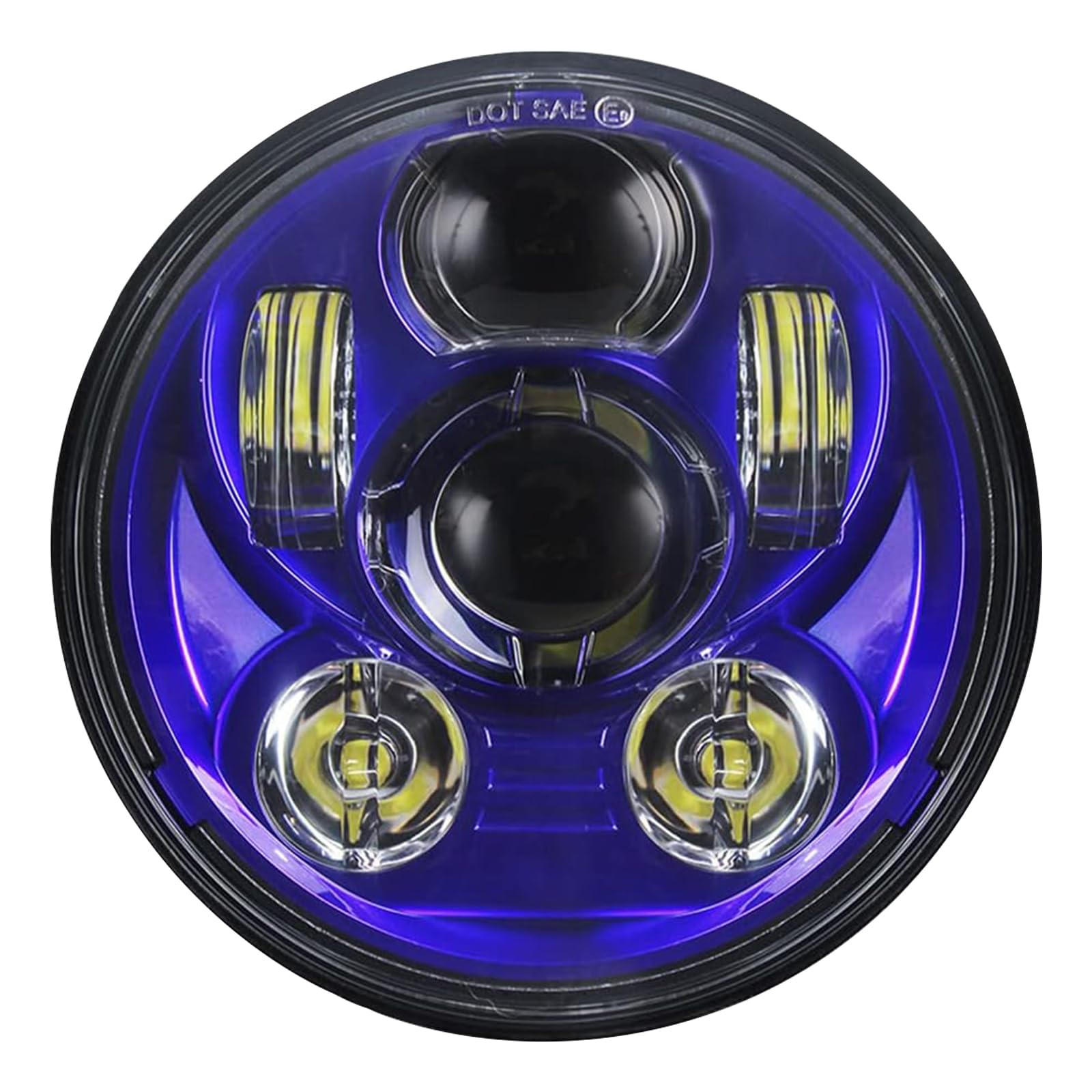 5-3/4 5.75" LED Motorcycle for Iron 883 Dyna Sportster Low Rider Triple Wide Glide Projector Driving Lamp 1 pcs (Blue)