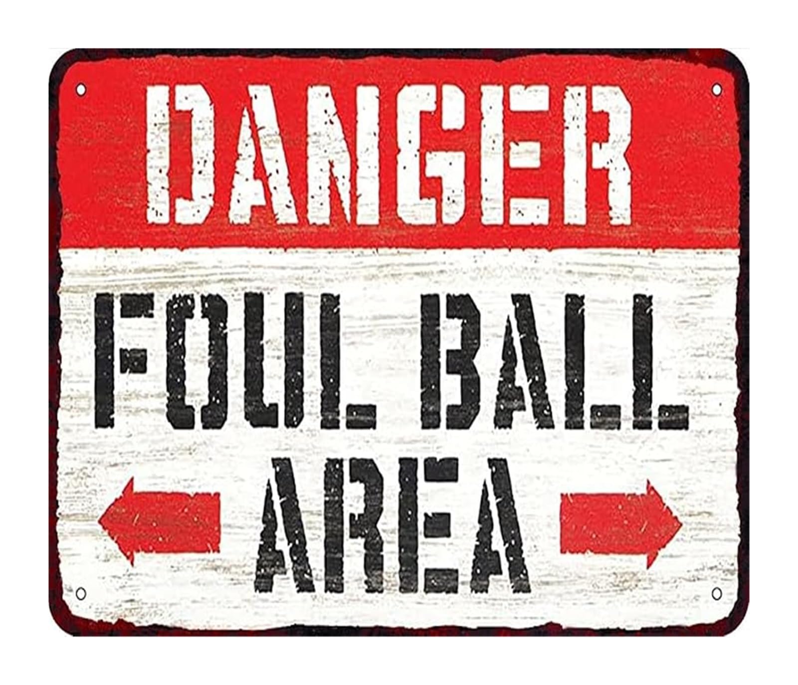 NWPNLXEA Retro Danger Foul Ball Area Humorous Metal Sign for Man Cave Wall Decor Sports Bar (8 X 12 in)