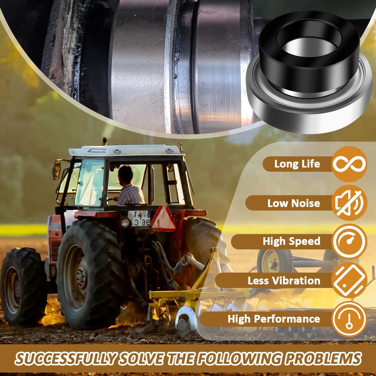 SA208-24 1-1/2" Bore Spherical Insert Bearing with Locking Collar for Agriculture machines Replaces RA108PPB JD9202 212-001 FH208-24