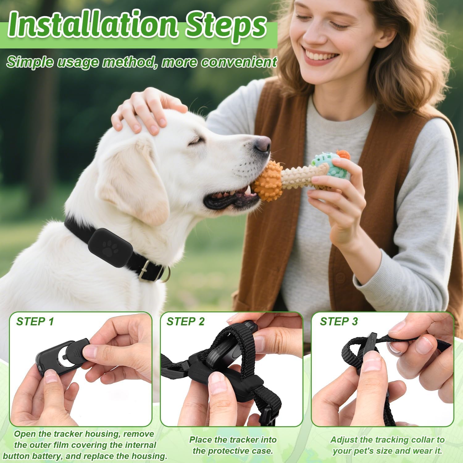 Localizzatore GPS per Gatti e Cani con Collare, Tracker Senza Abbonamento, Compatibile iOS e Android, Collare Regolabile Impermeabile Anti Smarrimento per Animali
