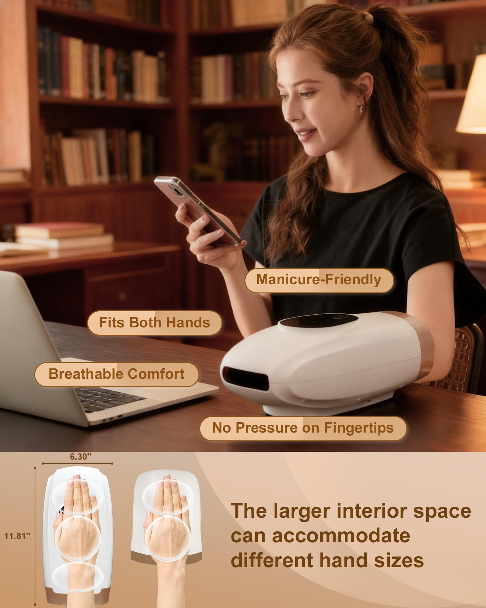 Handmassagegerät mit Wärme und Kompression - 6 Intensitäten, 6 Massagemodi, 3 Wärmestufen, 2 Vibrationsmodi, Hand & Handgelenk Schmerzlinderung für Arthritis & Karpaltunnel, Entspannendes Geschenk für