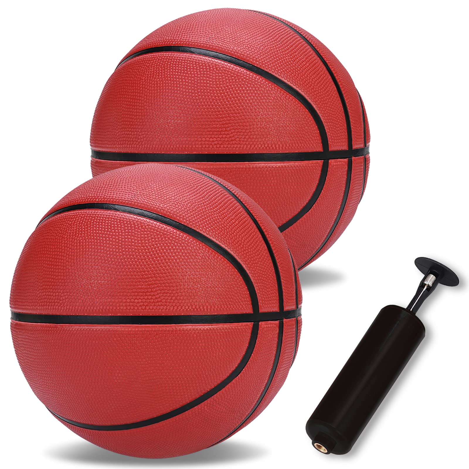 Dakapal Rubber Basketball Size 3/5/7 for Teens Adults Indoor Outdoor Basketballs for Game Gym Training Competition Sports Streetball Gift for Boys Girls Youth (Black&Orange) (2 count)