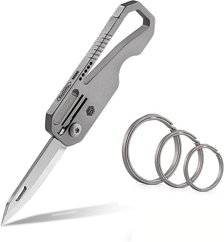 KeyUnity Cuchillo plegable KK08 EDC y paquete de anillo dividido KA19