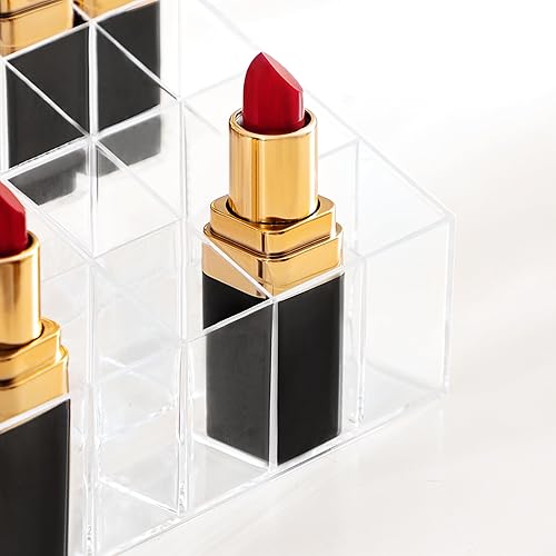 Miniatura 4 de HBlife Soporte para lápiz labial, 24 espacios de acrílico transparente, organizador de lápiz labial para cosméticos, maquillaje, cepillos, botellas