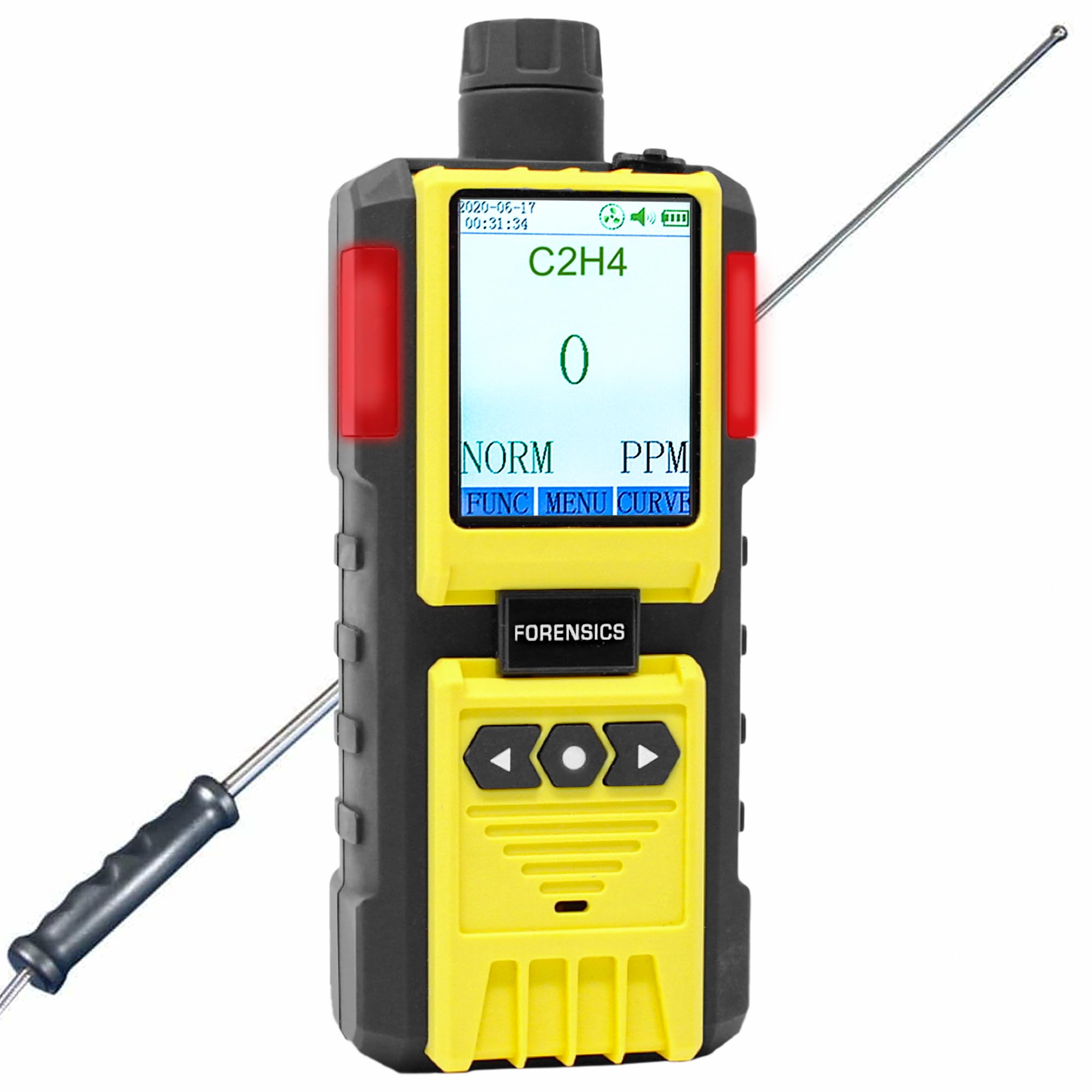 Analizador de Gas Etileno | Certificado de Calibración EU | Bomba Integrada y Sonda de 4 Pies | Rango: 0–100 ppm